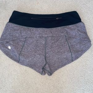 Grey and Black Lululemon 2” Speed-Up Shorts
